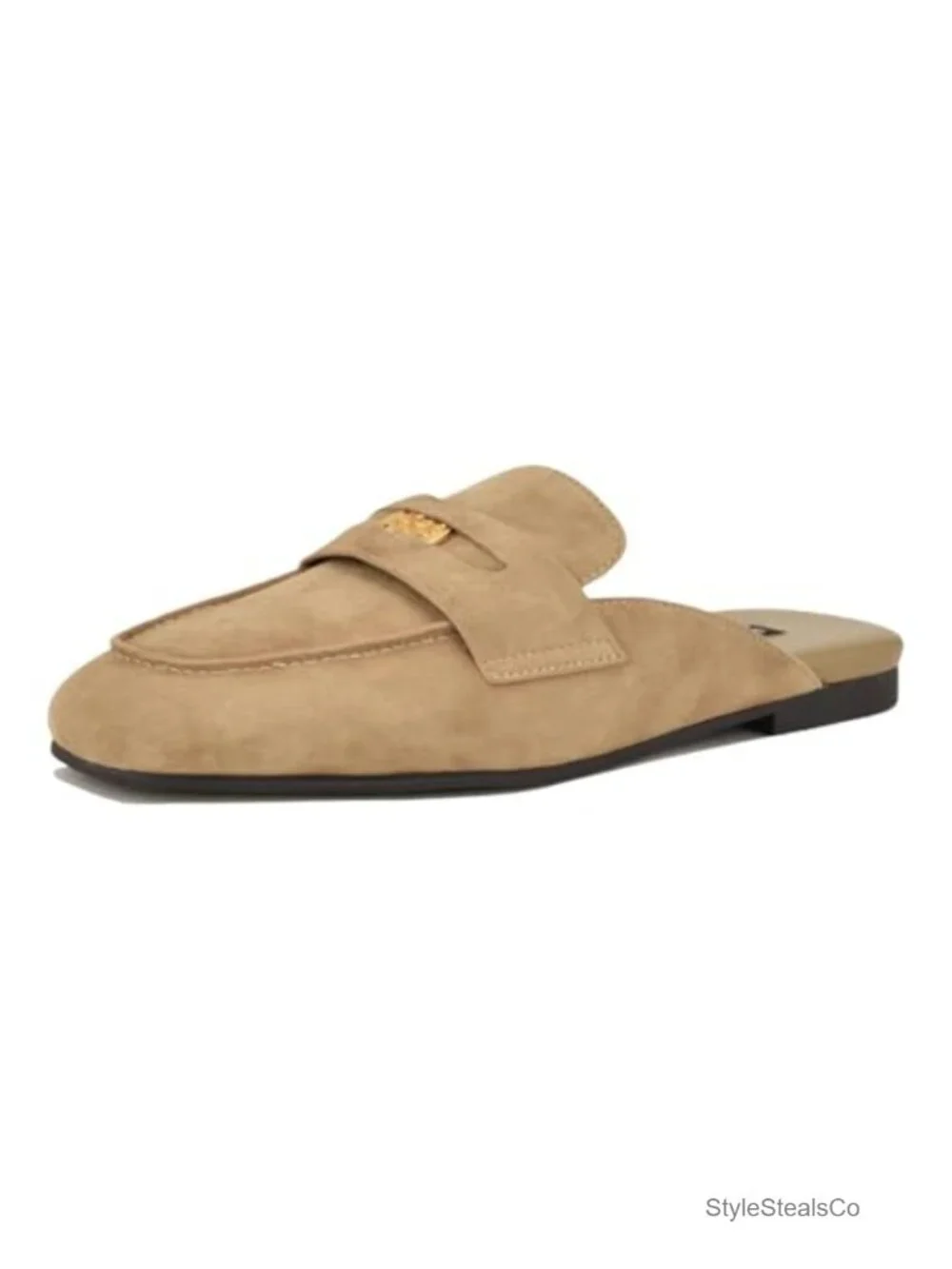 Suede Square Toe Slip-On Loafers 0.75in Heel